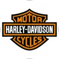 Kulatý jedlý obrázek na dort – Harley Davidson, oranžovo-černý štítové logo (žlutá, černá, bílá)