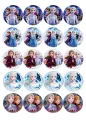 List jedlých koleček na cupcakes – Frozen Cupcakes, Elsa s koněm Nokkem a parta (modrá, fialová, bílá)