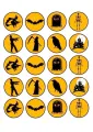 List jedlých koleček na cupcakes – Halloween, Neživý (žlutá, černá, bílá)