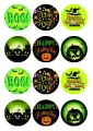 List jedlých koleček na cupcakes – Halloween potion green (zelená, černá, žlutá)