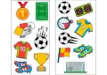 Obdélníkový jedlý papír k výřezu – Fotbal, sada prvků s dresy, pohárem a kartami (zelená, červená, žlutá)