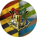 Kulatý jedlý obrázek na dort – Harry Potter, Koleje (červená, zelená, modrá)