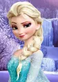 Obdélníkový jedlý obrázek na dort – Frozen, Elsa u ledového vodopádu (modrá, fialová, tyrkysová)