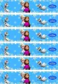 Obdélníkový jedlý papír k výřezu – Frozen, bordury s Elsou, Annou a Olafem (modrá, bílá, fialová)