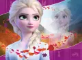 Obdélníkový jedlý obrázek na dort – Frozen Autumn, Elsa a vířící listí (fialová, červená, modrá)