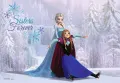 Obdélníkový jedlý obrázek na dort – Frozen Sesterská láska (modrá, bílá, fialová)
