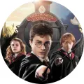 Kulatý jedlý obrázek na dort – Harry Potter Bradavický expres (černá, červená, šedá)