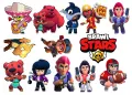 Obdélníkový jedlý papír k výřezu – Brawl Stars, Nita, Colt a dvanáct postav (červená, fialová, žlutá)