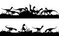 Obdélníkový jedlý obrázek na dort – Dinosauři, Pravěk (černá, bílá)