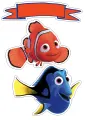 Obdélníkový jedlý papír k výřezu – Hledá se Dory (modrá, červená, žlutá)