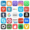 List jedlých koleček na cupcakes – Ikony, sociální sítě (modrá, červená, zelená)