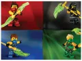 Obdélníkový jedlý obrázek na dort – LEGO Ninjago, nindžové ve 4 barevných polích (červená, modrá, zelená)