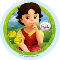 Kulatý jedlý obrázek na dort – Heidi (zelená, modrá, červená)
