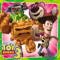 Obdélníkový jedlý obrázek na dort – Toy Story, Woody, medvěd Mazel a roboti (růžová, zelená, hnědá)