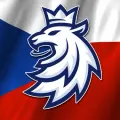 Kulatý jedlý obrázek na dort – Hokej, český lev na pozadí vlajky (modrá, bílá, červená)