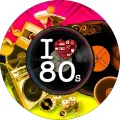 Kulatý jedlý obrázek na dort – I love 80 (růžová, černá, žlutá)
