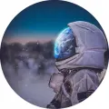 Kulatý jedlý obrázek na dort – Kosmonaut, odraz Země v průzoru přilby (modrá, bílá, černá)