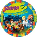 Kulatý jedlý obrázek na dort – LEGO, Scooby Doo (modrá, zelená, žlutá)