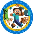 Kulatý jedlý obrázek na dort – Minecraft Steve (modrá, zelená, hnědá)