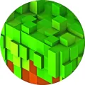 Kulatý jedlý obrázek na dort – Minecraft, ikonický 3D travnatý blok (zelená, hnědá)