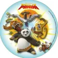Kulatý jedlý obrázek na dort – Kung Fu Panda, Po, Shifu a mistři bojových umění (žlutá, modrá, černá)