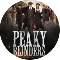 Kulatý jedlý obrázek na dort – Peaky Blinders, gangy z Birminghamu (černá, šedá, hnědá)