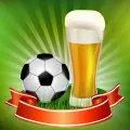 Kulatý jedlý obrázek na dort – Fotbal a pivo (zelená, žlutá, červená)