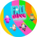 Kulatý jedlý obrázek na dort – Fall Guys (duhová, tyrkysová, růžová)