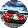Kulatý jedlý obrázek na dort – Šťáťák, Ferrari (červená, bílá, modrá)
