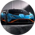 Kulatý jedlý obrázek na dort – Sporťák, Lamborghini (modrá, šedá, žlutá)