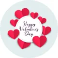 Kulatý jedlý obrázek na dort – Happy Valentines Day (červená, bílá)