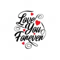 Kulatý jedlý obrázek na dort – Forever love (bílá, černá, červená)