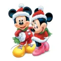 Kulatý jedlý obrázek na dort – Mickey a Minnie, Vánoční čas (červená, bílá, zelená)