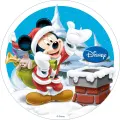 Kulatý jedlý obrázek na dort – Mickey Mouse Santa Claus (červená, modrá, bílá)