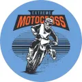 Kulatý jedlý obrázek na dort – Motocross (modrá, černá, bílá)