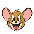 Kulatý jedlý obrázek na dort – Tom a Jerry, usměvavý myšák Jerry (hnědá, růžová, bílá)