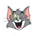 Kulatý jedlý obrázek na dort – Tom a Jerry, mrkající kocour Tom (šedá, černá, bílá)