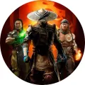 Kulatý jedlý obrázek na dort – Mortal Kombat (červená, černá, žlutá)