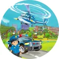 Kulatý jedlý obrázek na dort – Policejní jednotka (modrá, zelená, bílá)