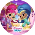 Kulatý jedlý obrázek na dort – Shimmer a Shine (růžová, modrá, fialová)