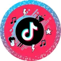 Kulatý jedlý obrázek na dort – TikTok, glitch nota na růžovém podkladu (růžová, černá, tyrkysová)