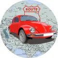 Kulatý jedlý obrázek na dort – Auto, mapa (červená, modrá, šedá)