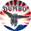 Kulatý jedlý obrázek na dort – Slon Dumbo (červená, bílá, modrá)