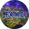 Kulatý jedlý obrázek na dort – Fortnite, Herní mapa a bouřkové mraky (zelená, modrá, fialová)