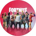 Kulatý jedlý obrázek na dort – Fortnite, Drift na růžovém pozadí (růžová, černá, bílá)