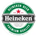 Kulatý jedlý obrázek na dort – Heineken pivo (zelená, bílá, červená)