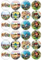 List jedlých koleček na cupcakes – Roblox, herní scény, postavičky a stavitel (modrá, zelená, žlutá)