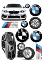 Obdélníkový jedlý papír k výřezu – BMW, Dekorace A4 (bílá, modrá, šedá)