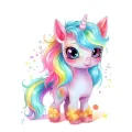 Kulatý jedlý obrázek na dort – Můj malý pony, jednorožec s duhovou hřívou (duhová, růžová, tyrkysová)