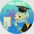 Kulatý jedlý obrázek na dort – Sépiák Chobotnice, SpongeBob SquarePants (modrá, tyrkysová, černá)